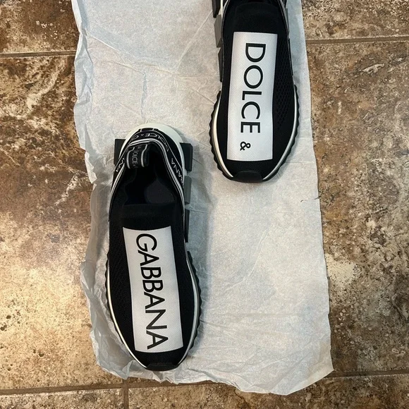 Dolce & Gabbana Black and White Slip-On Sneakers - Picture 7 of 8